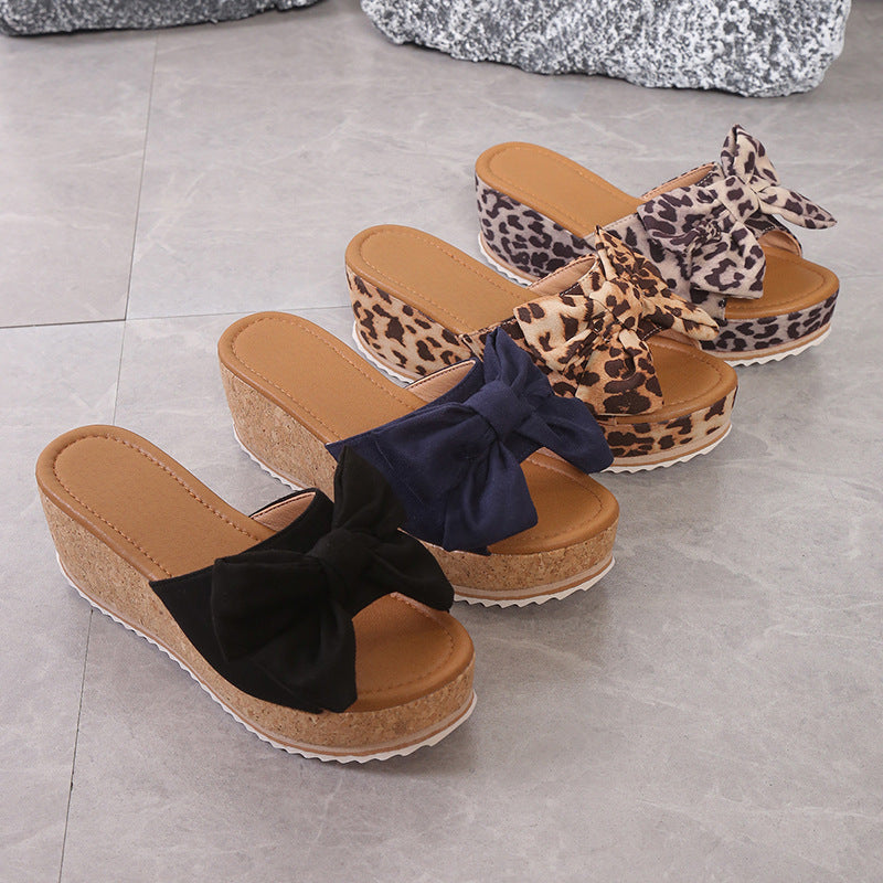 Bow Platform Wedge Sandals for Women