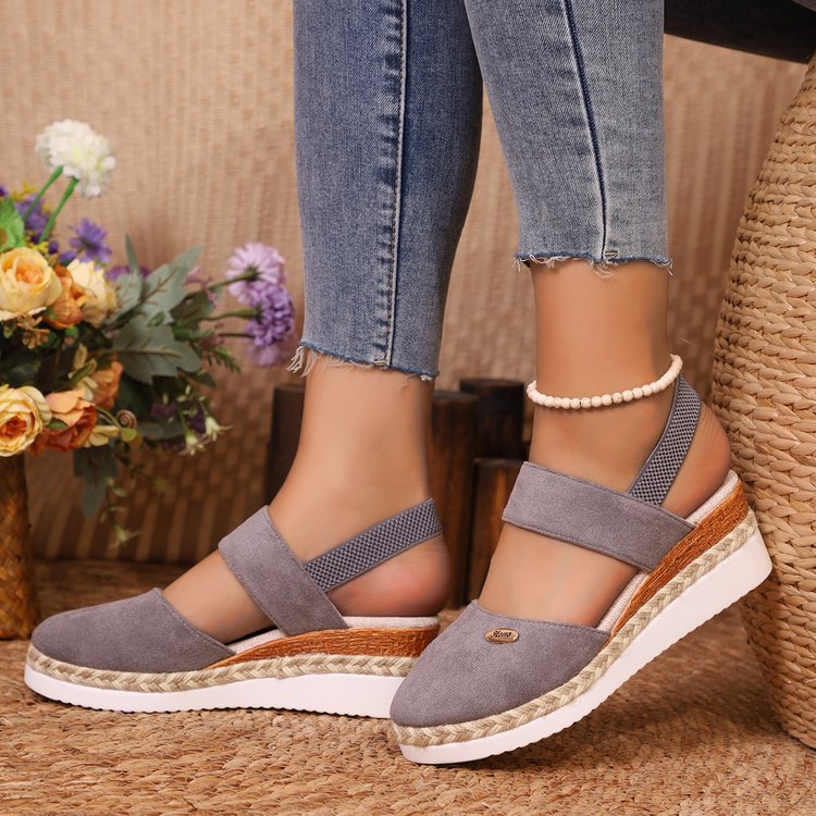 Women's Platform Wedge Espadrille Sandals with Ankle Strap - 6CM Heel