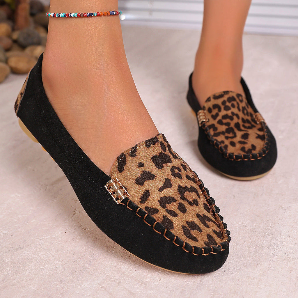 Women's Casual Slip-On Loafers with Decorative Metal Buckle