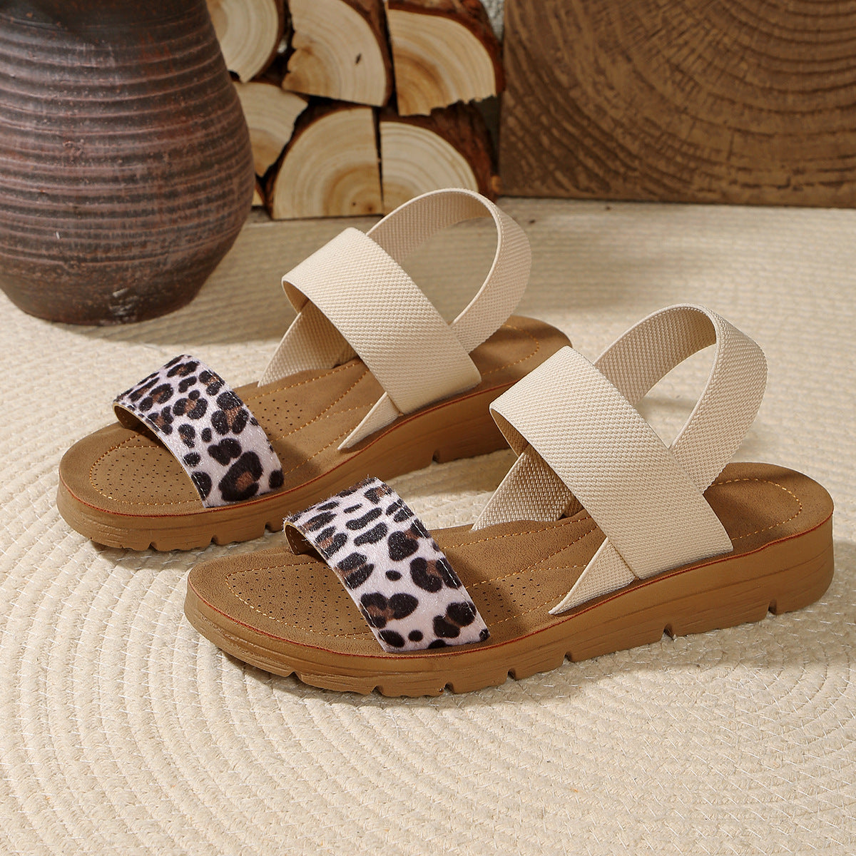 Women's Chunky Platform Strappy Sandals – Comfortable Woven Fabric Open Toe Summer Shoes
