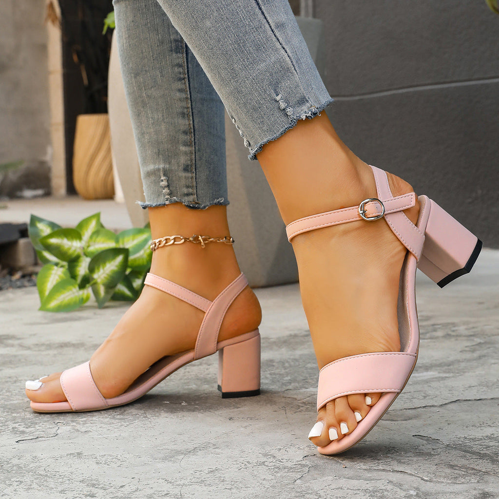 Block Heel Ankle Strap Sandals for Women
