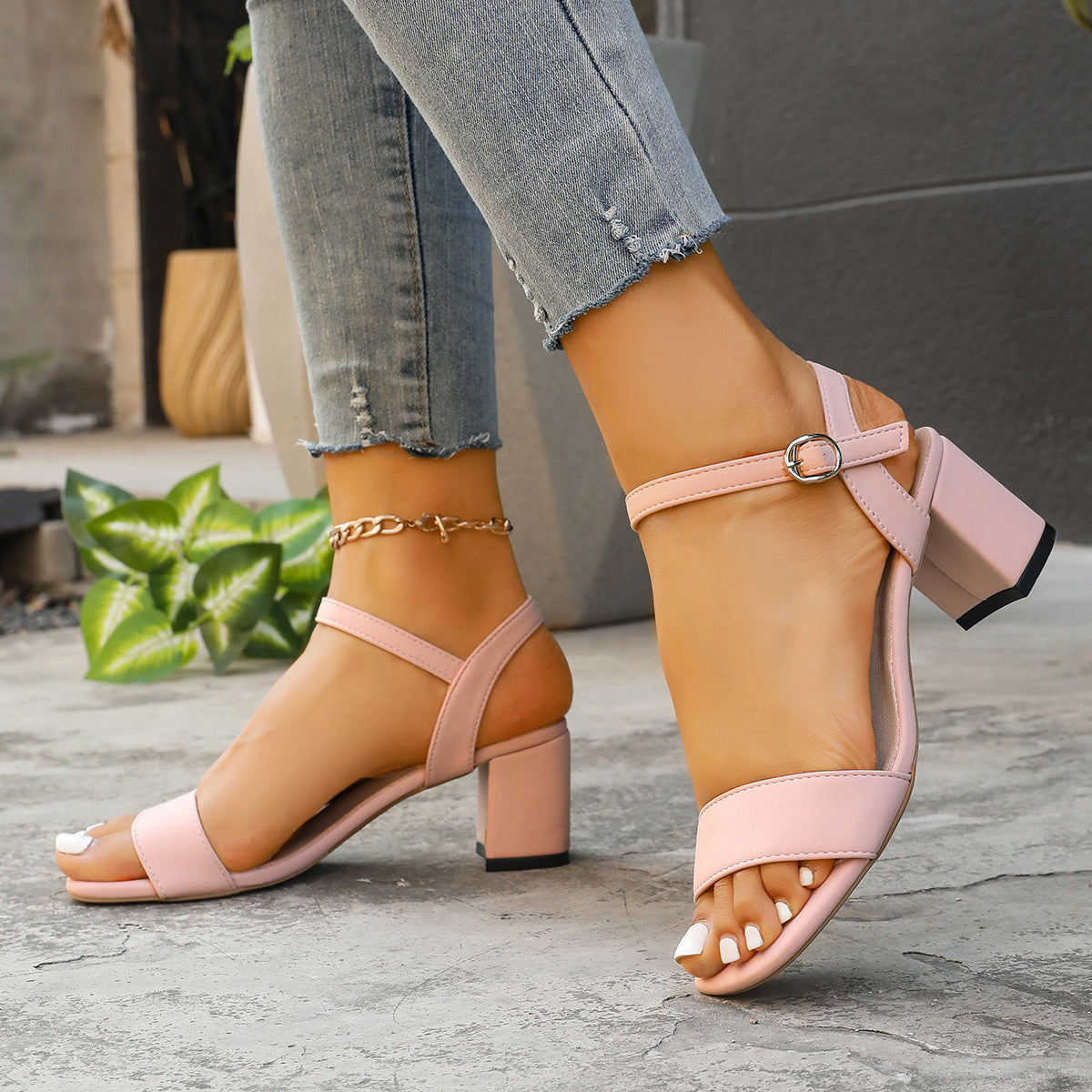 Block Heel Ankle Strap Sandals for Women