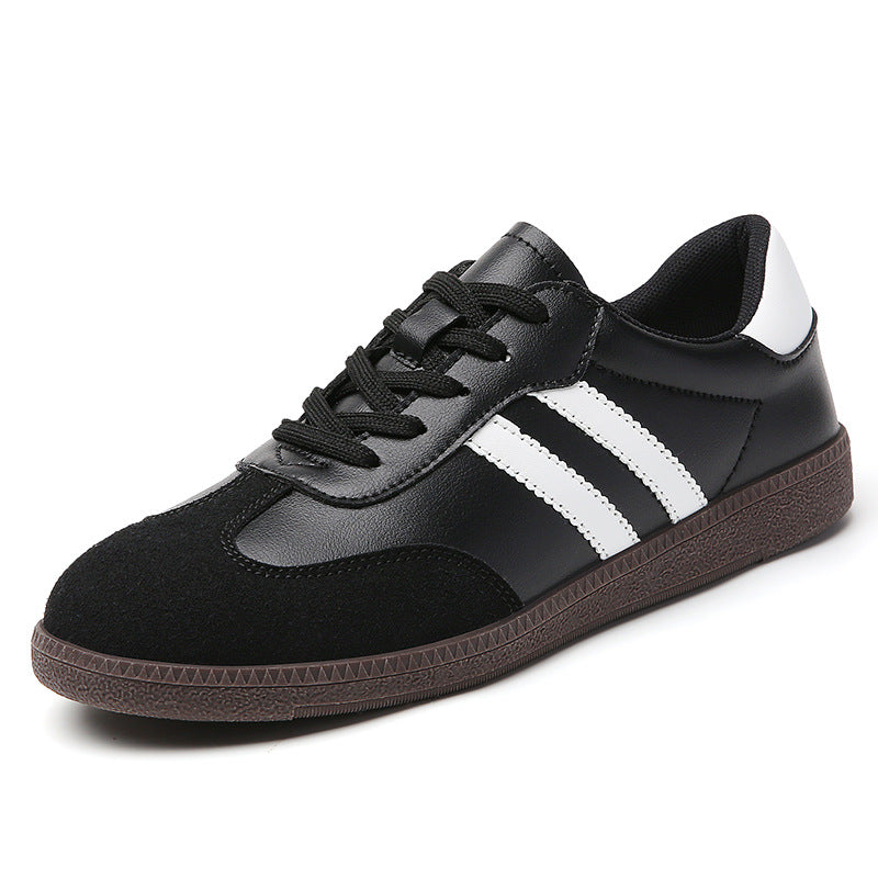 Retro Striped Casual Sneakers for Women – Classic Suede & Leather Low-Top Shoes
