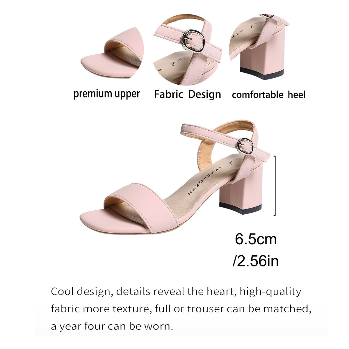 Block Heel Ankle Strap Sandals for Women