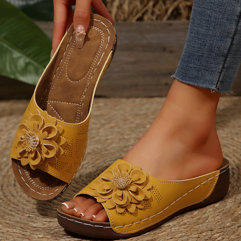 Women's Floral Peep Toe Wedge Sandals