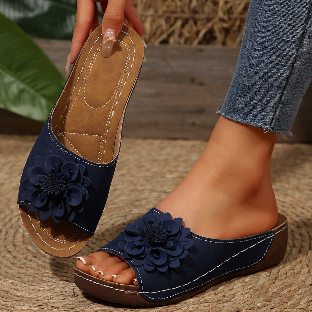 Women's Floral Peep Toe Wedge Sandals