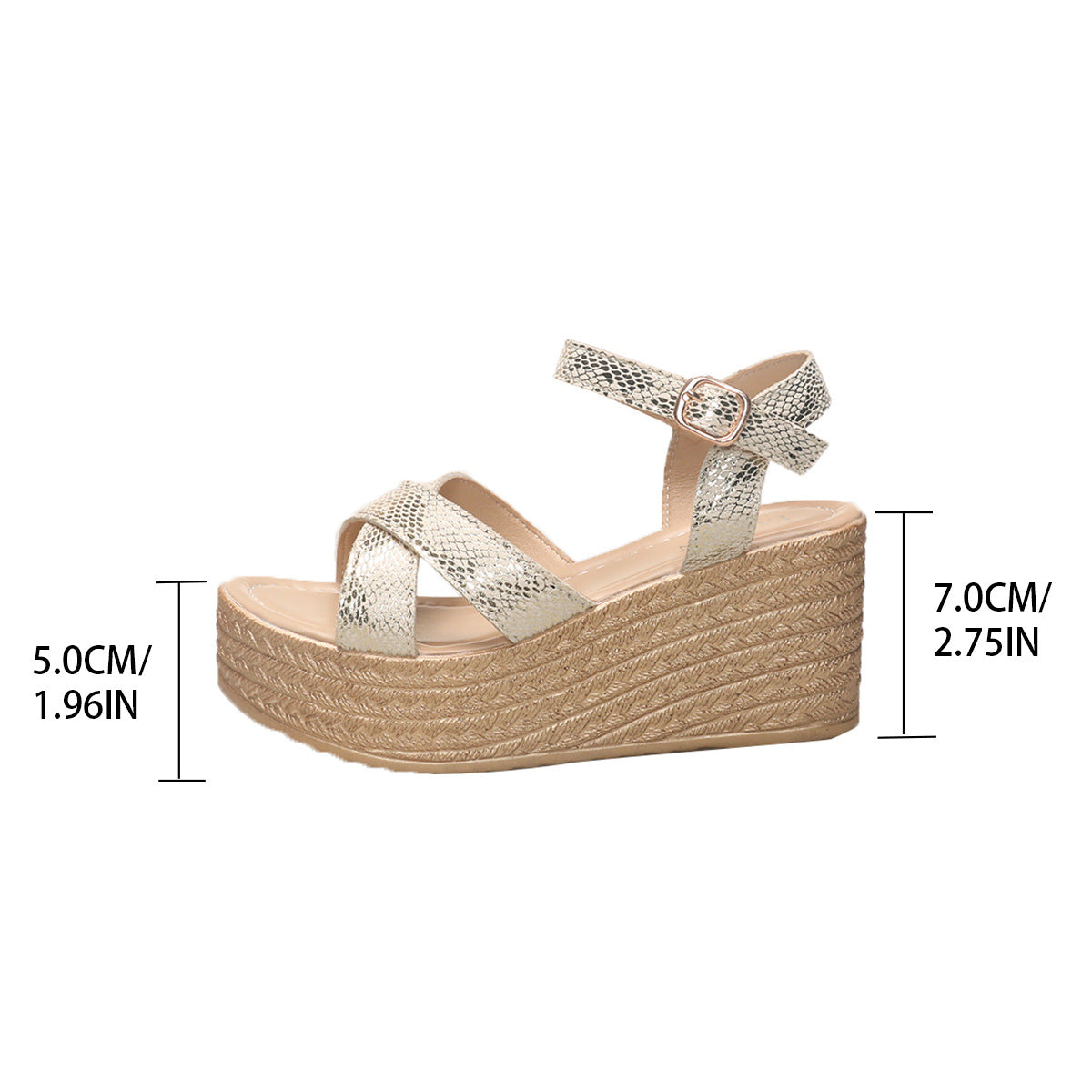 Platform Wedge Sandals with Ankle Strap for Women