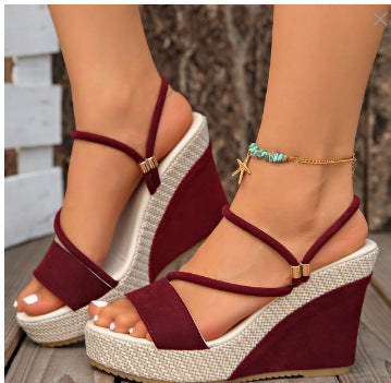 Women's 10cm Platform Wedge Sandals – Crisscross Strappy Open Toe Chunky Heel Mules