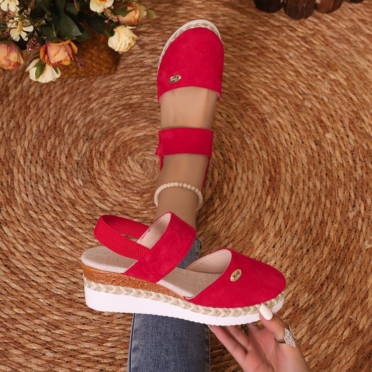Women's Platform Wedge Espadrille Sandals with Ankle Strap - 6CM Heel