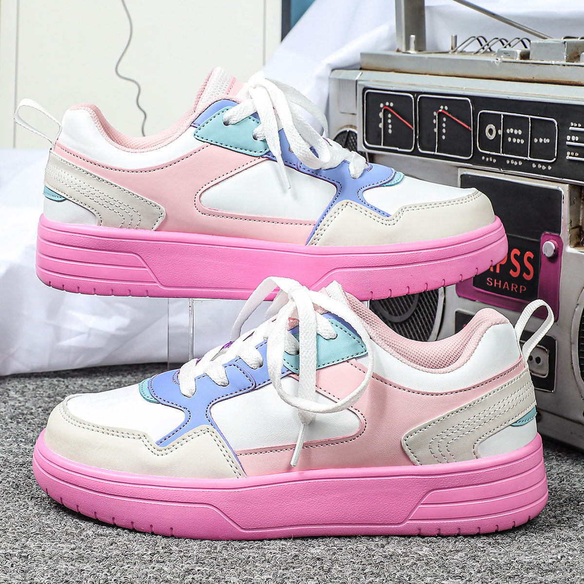Women's Chunky Platform Colorblock Sneakers – Thick Sole Vibrant Dad Shoes