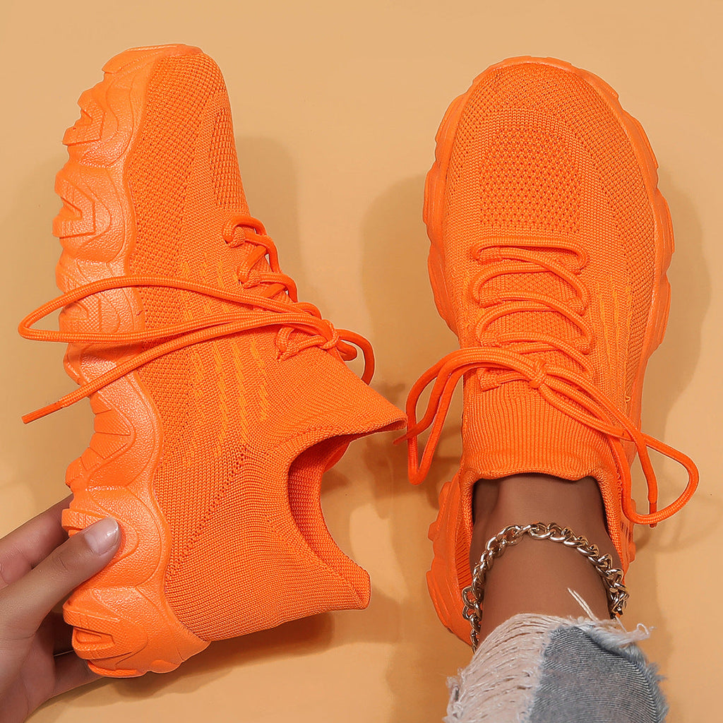 Chunky Knit Platform Sneakers - Thick Sole Casual Shoes