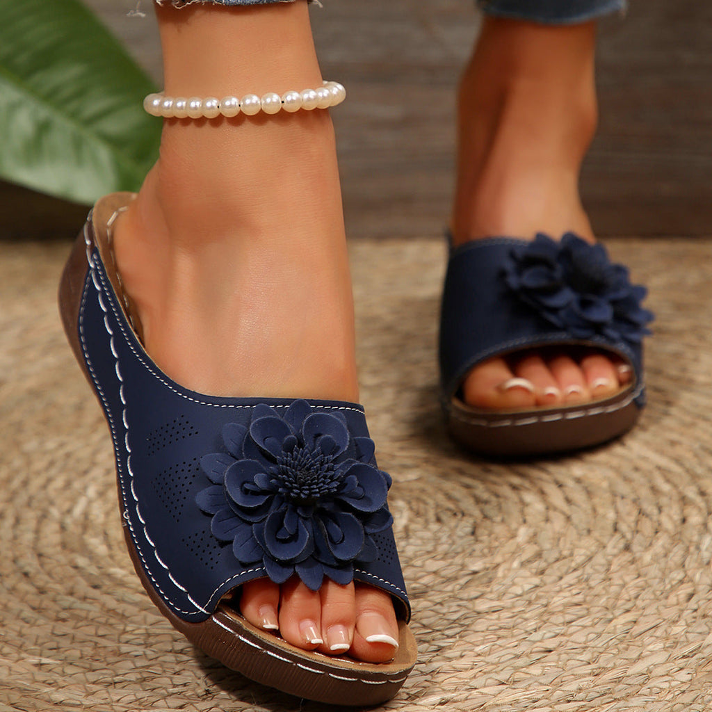 Women's Floral Peep Toe Wedge Sandals
