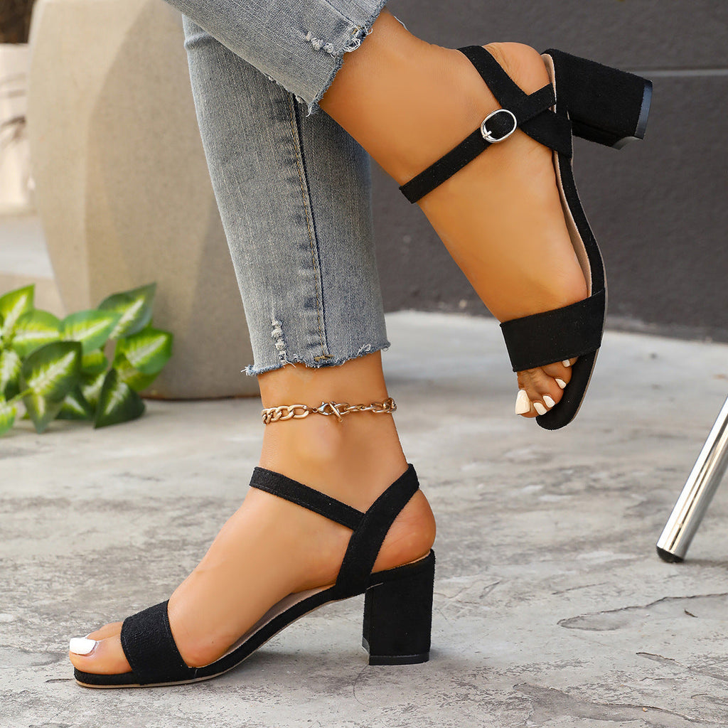 Block Heel Ankle Strap Sandals for Women