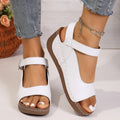 Women's Platform Wedge Sandals with Ankle Buckle Strap – Open Toe Peep Toe Summer Shoes (6cm Wedge)