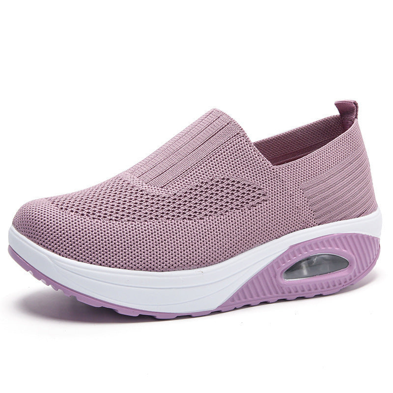 Women's Knit Slip-On Platform Sneakers with Air Cushion Sole