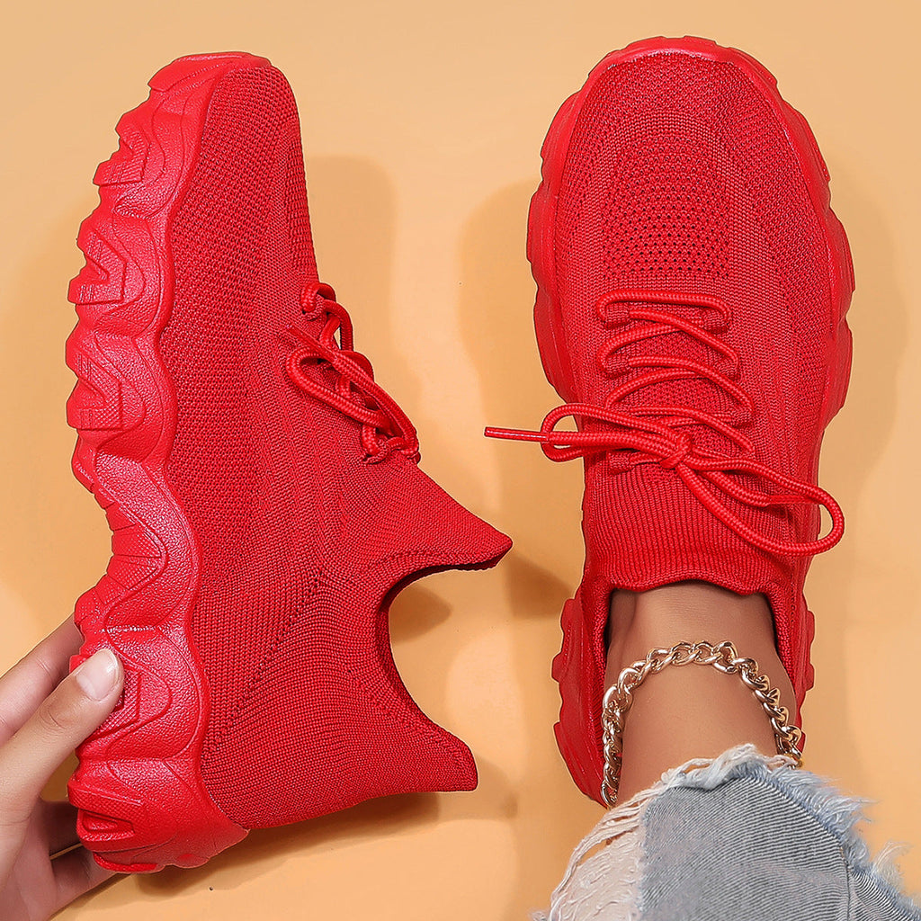 Chunky Knit Platform Sneakers - Thick Sole Casual Shoes