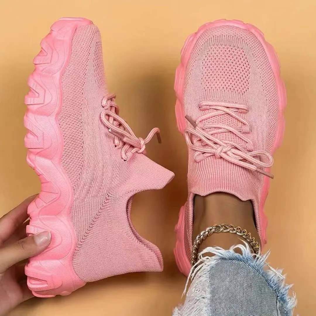Chunky Knit Platform Sneakers - Thick Sole Casual Shoes