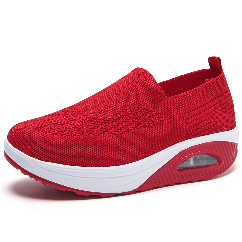 Women's Knit Slip-On Platform Sneakers with Air Cushion Sole