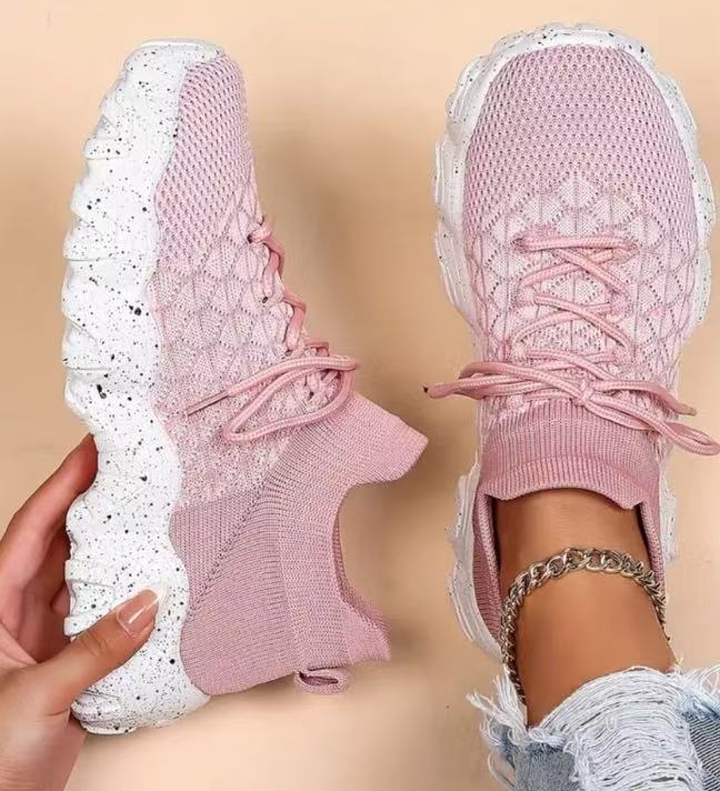 Chunky Knit Platform Sneakers - Thick Sole Casual Shoes