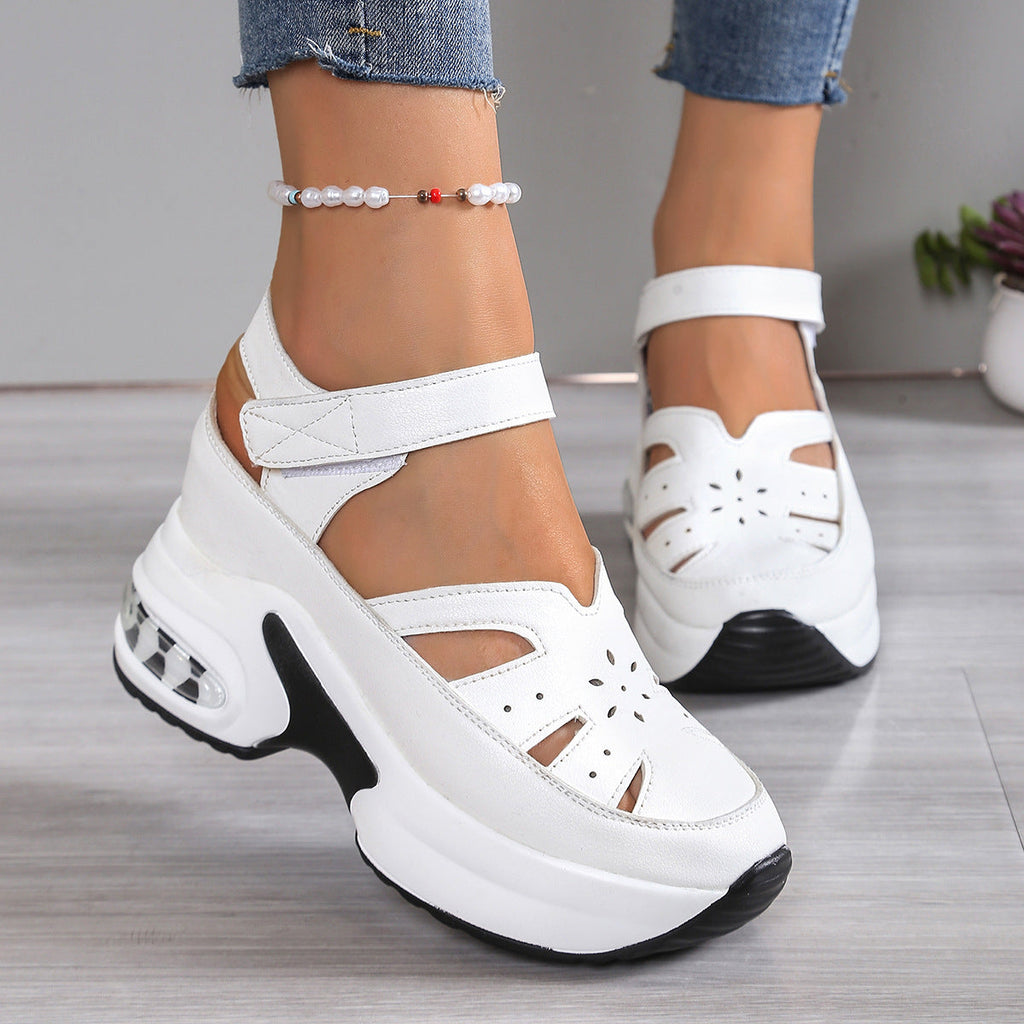 Women's Chunky Platform Cut-Out Sandals – Sporty Air Cushion Ankle Strap Fisherman Sandals