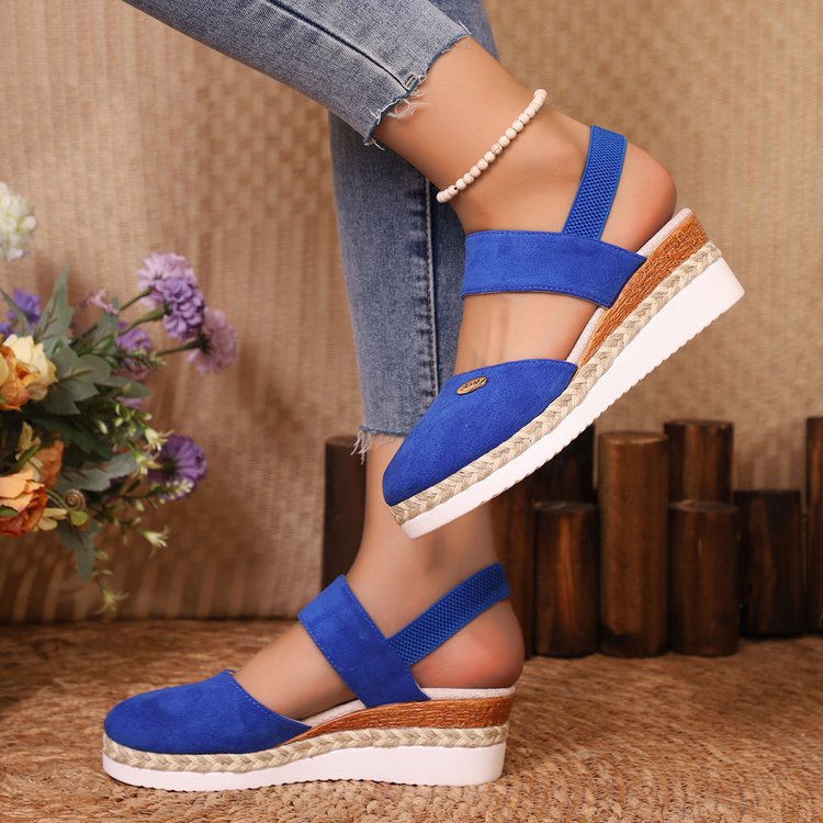 Women's Platform Wedge Espadrille Sandals with Ankle Strap - 6CM Heel