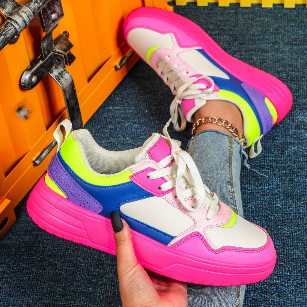 Women's Chunky Platform Colorblock Sneakers – Thick Sole Vibrant Dad Shoes