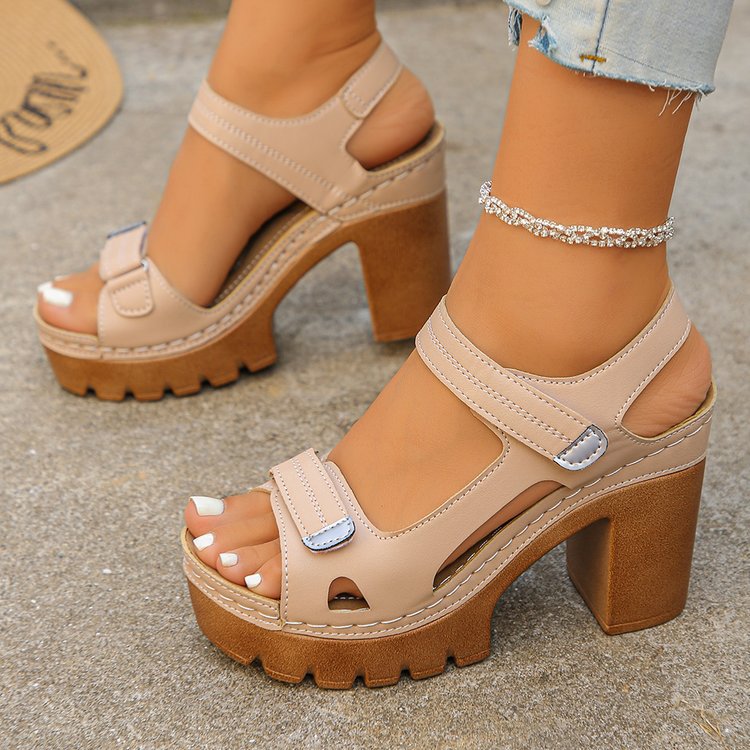 Women's Platform Chunky Heel Sandals – Open Toe Strappy Buckle Block Heel Mules