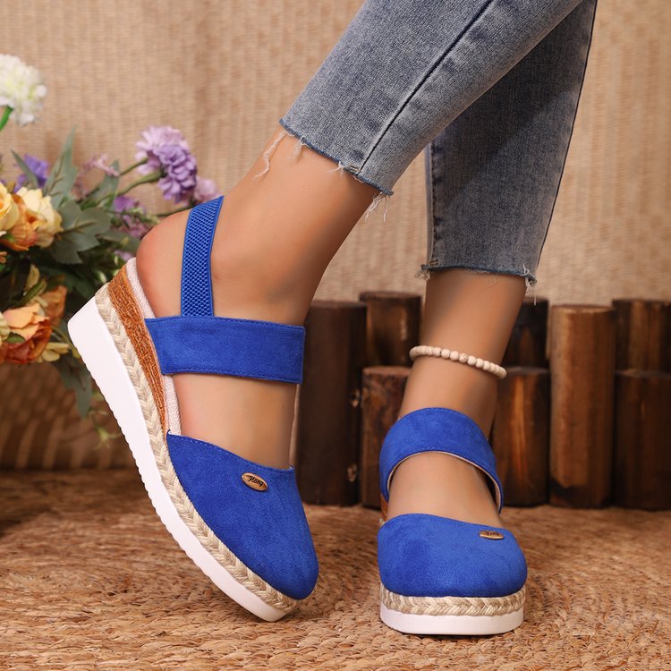 Women's Platform Wedge Espadrille Sandals with Ankle Strap - 6CM Heel