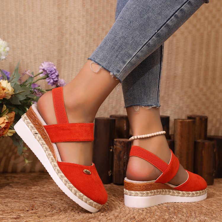 Women's Platform Wedge Espadrille Sandals with Ankle Strap - 6CM Heel