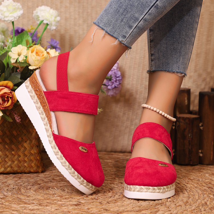 Women's Platform Wedge Espadrille Sandals with Ankle Strap - 6CM Heel