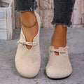 Women's Knot Strap Suede Mary Jane Flats – Comfortable Casual Low Heel Shoes