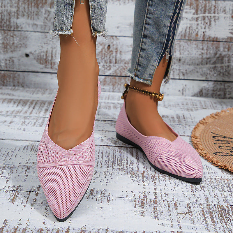 Breathable Mesh Pointed Toe Flats for Women