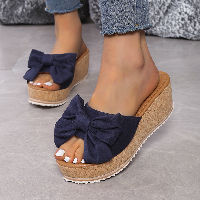 Bow Platform Wedge Sandals for Women