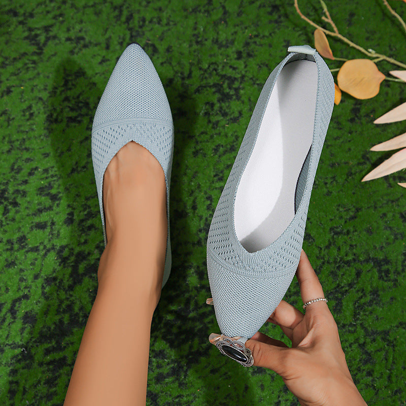 Breathable Mesh Pointed Toe Flats for Women