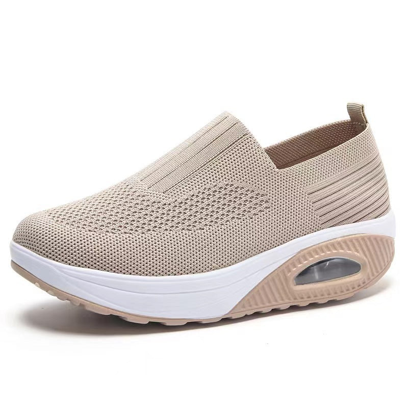 Women's Knit Slip-On Platform Sneakers with Air Cushion Sole