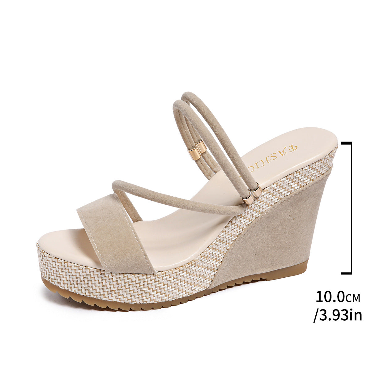 Women's 10cm Platform Wedge Sandals – Crisscross Strappy Open Toe Chunky Heel Mules