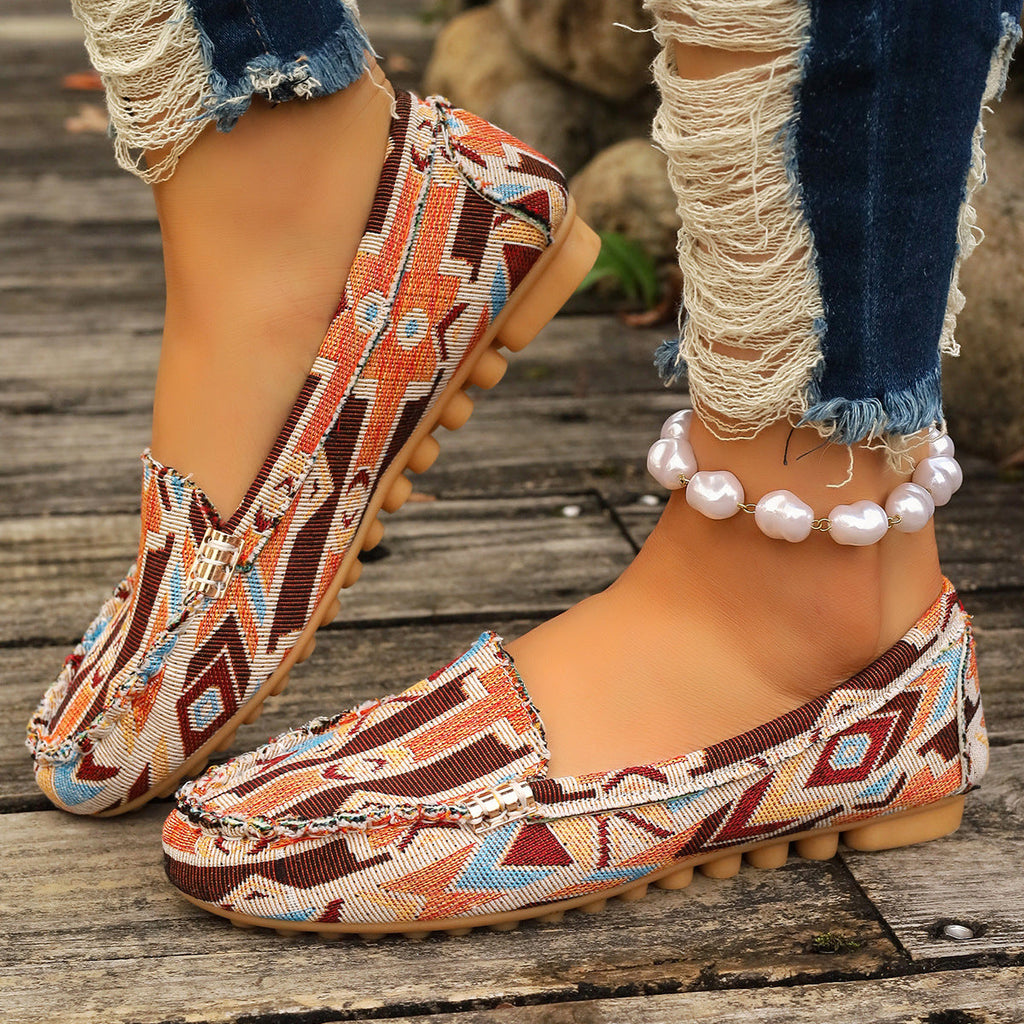 Women's Casual Slip-On Loafers with Decorative Metal Buckle