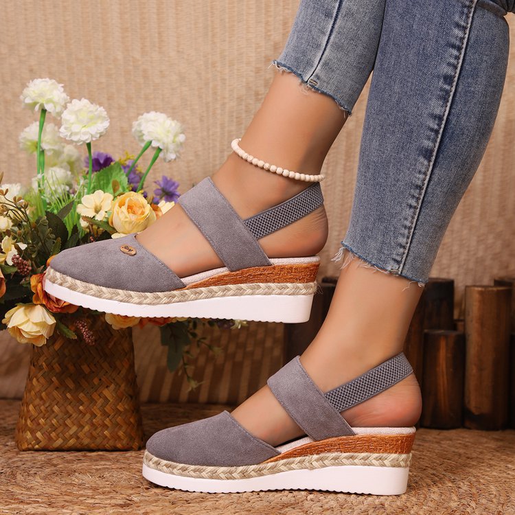 Women's Platform Wedge Espadrille Sandals with Ankle Strap - 6CM Heel