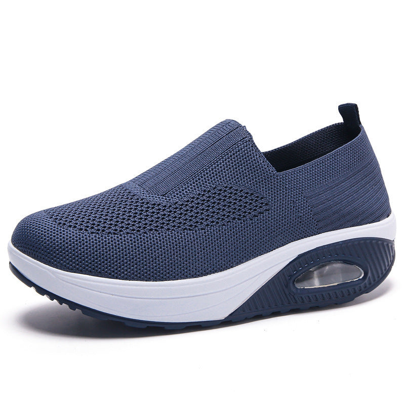 Women's Knit Slip-On Platform Sneakers with Air Cushion Sole
