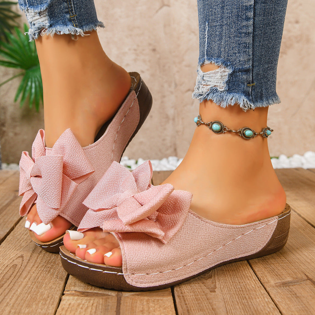Women's Big Bow Wedge Platform Sandals
