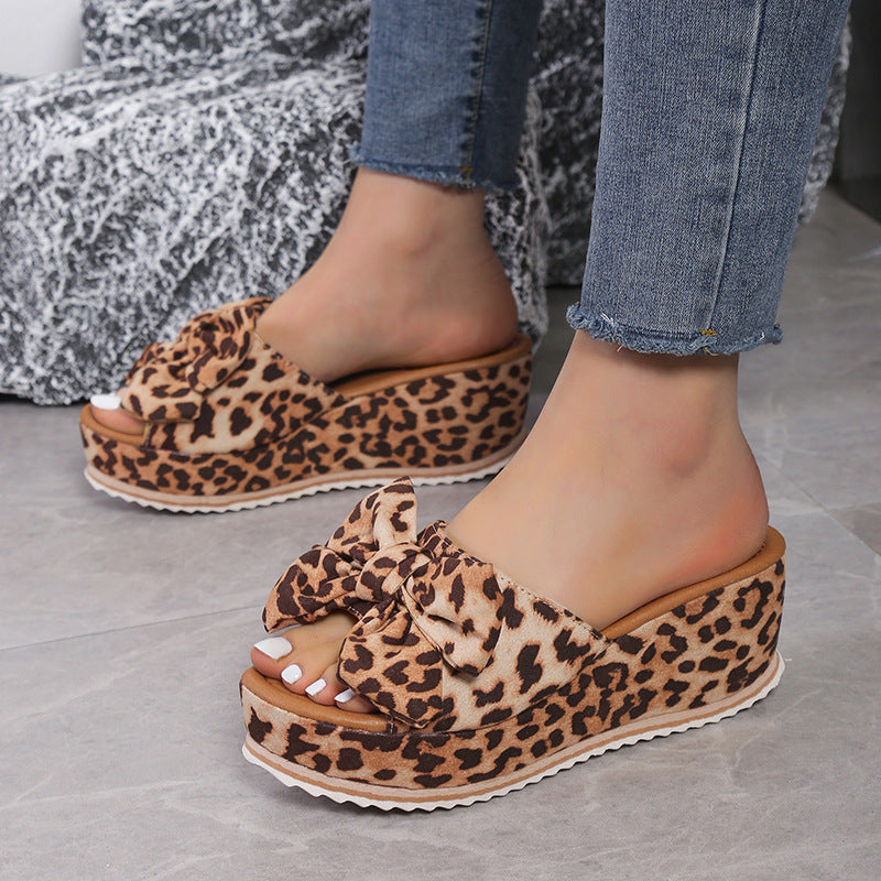 Bow Platform Wedge Sandals for Women