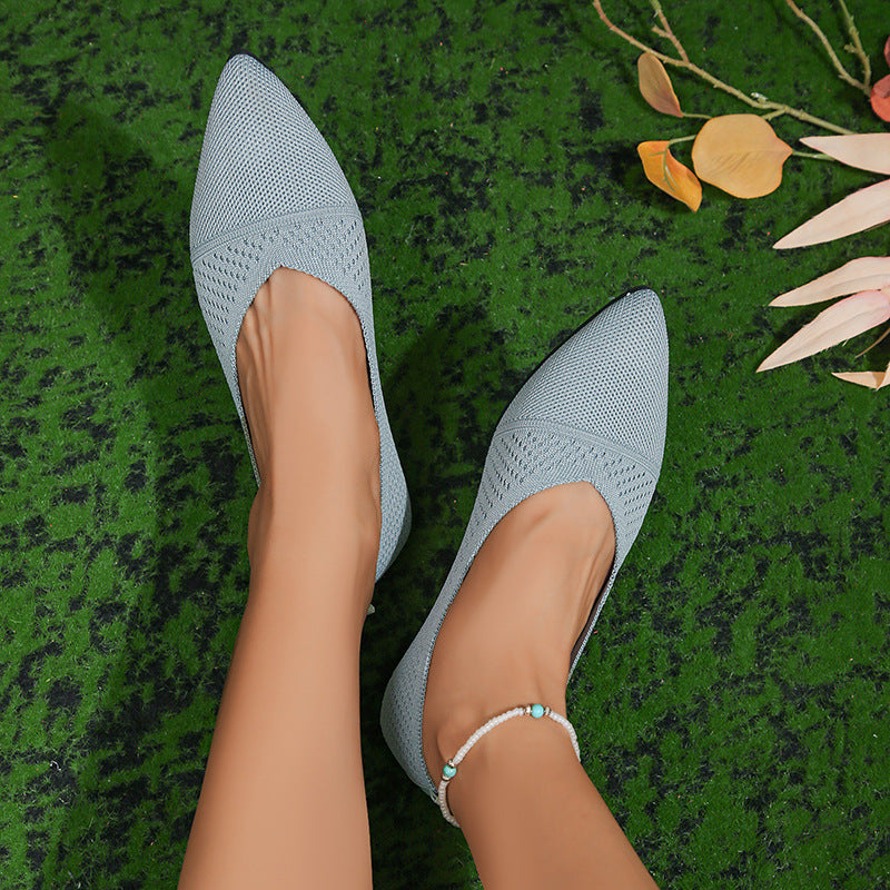 Breathable Mesh Pointed Toe Flats for Women