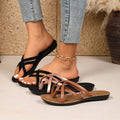 Crisscross Strap Flat Sandals Women - Comfortable Cross Band Slide Sandals with Thick Sole