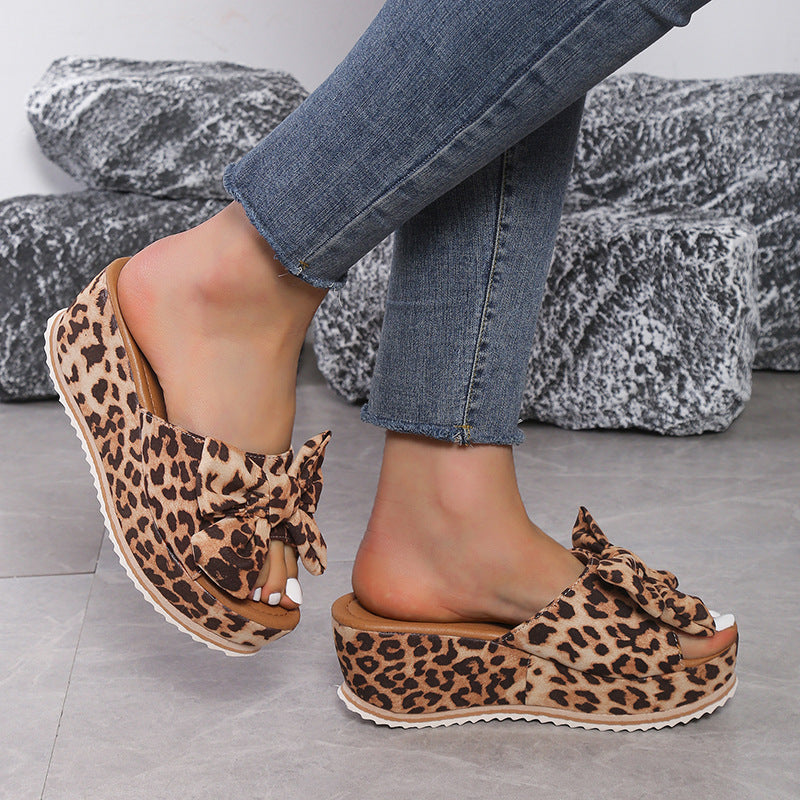 Bow Platform Wedge Sandals for Women