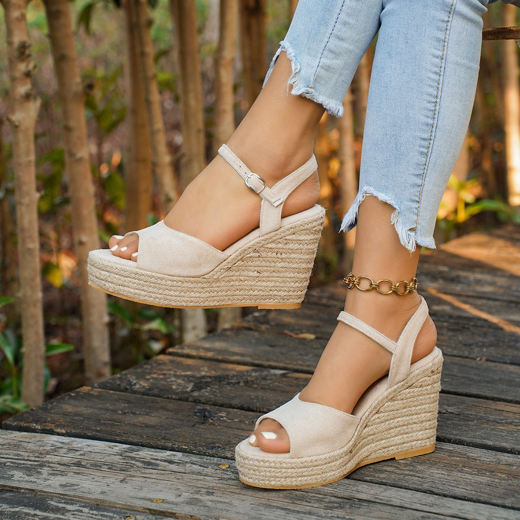 Women's Espadrille Wedge Platform Sandals with Ankle Tie Straps