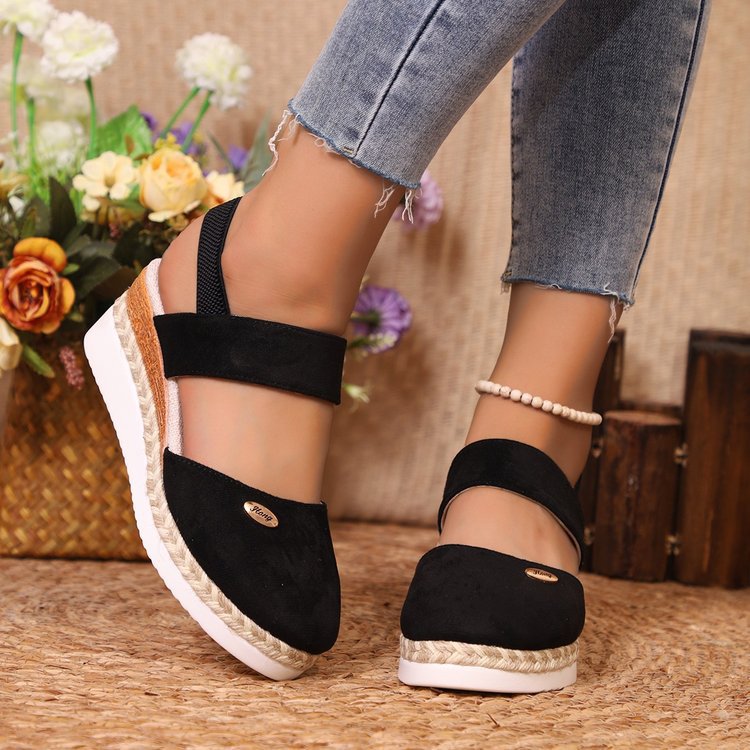 Women's Platform Wedge Espadrille Sandals with Ankle Strap - 6CM Heel