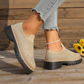Women's Sparkly Rhinestone Knit Platform Slip-On Loafers