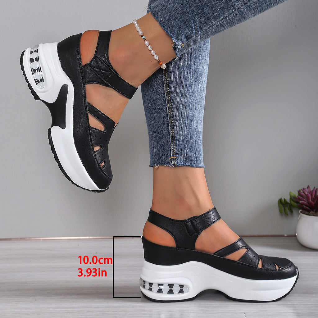 Women's Chunky Platform Cut-Out Sandals – Sporty Air Cushion Ankle Strap Fisherman Sandals