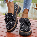 Women's Polka Dot Bow Platform Loafers – Chunky Lug Sole Slip-On Loafers