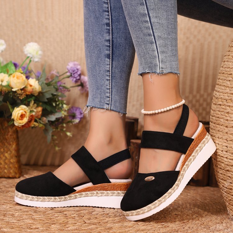 Women's Platform Wedge Espadrille Sandals with Ankle Strap - 6CM Heel